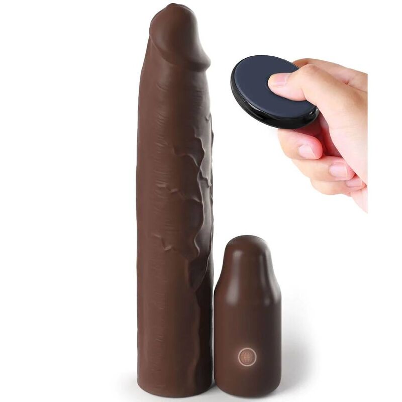 FANTASY X - TENSIONS - PIPEDREAMS SLEEVE 22,86 CM + 7,62 CM PLUG REMOTE BROWN - Kink&Play
