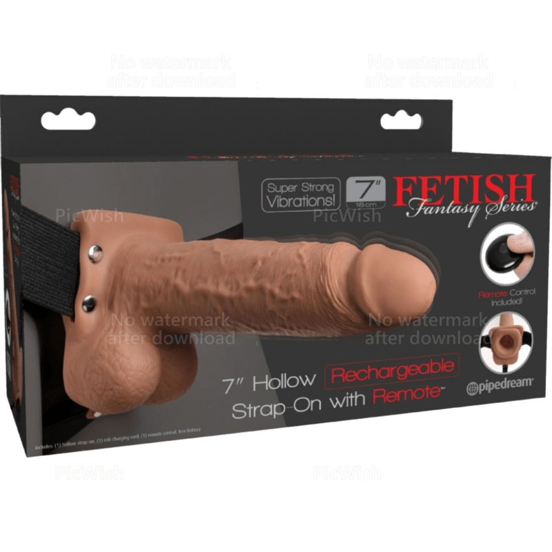 FETISH FANTASY SERIES - ADJUSTABLE HARNESS REALISTIC PENIS WITH BALLS RECHARGEABLE AND VIBRATOR 17.8 CM - Kink&Play