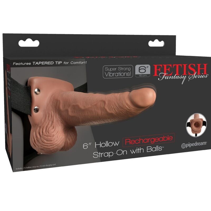 FETISH FANTASY SERIES - ADJUSTABLE HARNESS REALISTIC PENIS WITH RECHARGEABLE TESTICLES AND VIBRATOR 15 CM - Kink&Play