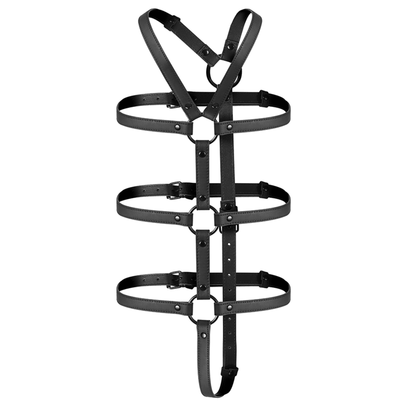 FETISH SUBMISSIVE BONDAGE - ADJUSTABLE HARNESS TORSO AND ARMS - Kink&Play