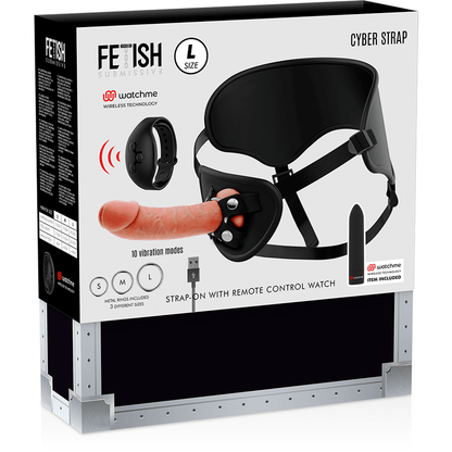 FETISH SUBMISSIVE CYBER STRAP - HARNESS WITH DILDO AND BULLET REMOTE CONTROL WATCHME L TECHNOLOGY - Kink&Play