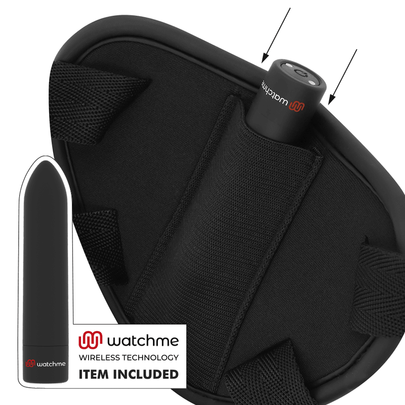 FETISH SUBMISSIVE CYBER STRAP - HARNESS WITH DILDO AND BULLET REMOTE CONTROL WATCHME S TECHNOLOGY - Kink&Play
