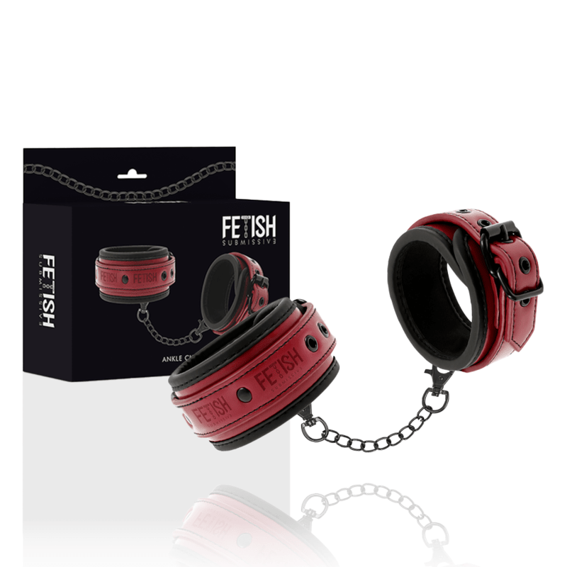 FETISH SUBMISSIVE DARK ROOM - VEGAN LEATHER ANKLE HANDCUFFS WITH NEOPRENE LINING - Kink&Play