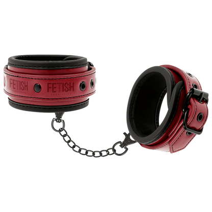 FETISH SUBMISSIVE DARK ROOM - VEGAN LEATHER ANKLE HANDCUFFS WITH NEOPRENE LINING - Kink&Play