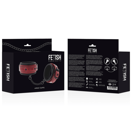 FETISH SUBMISSIVE DARK ROOM - VEGAN LEATHER ANKLE HANDCUFFS WITH NEOPRENE LINING - Kink&Play