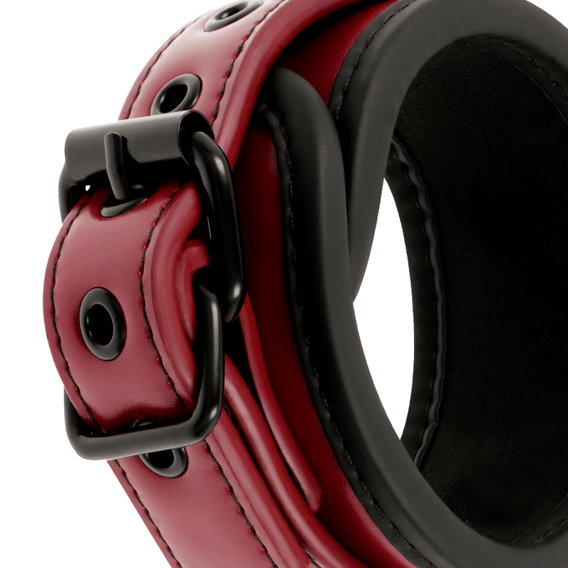 FETISH SUBMISSIVE DARK ROOM - VEGAN LEATHER HANDCUFFS WITH NEOPRENE LINING - Kink&Play