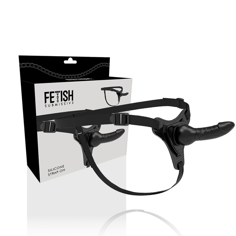 FETISH SUBMISSIVE HARNESS - BLACK SILICONE REALISTIC 16 CM - Kink&Play