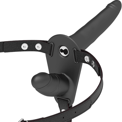 FETISH SUBMISSIVE HARNESS - DOUBLE PENETRATION BLACK VIBRATOR - Kink&Play