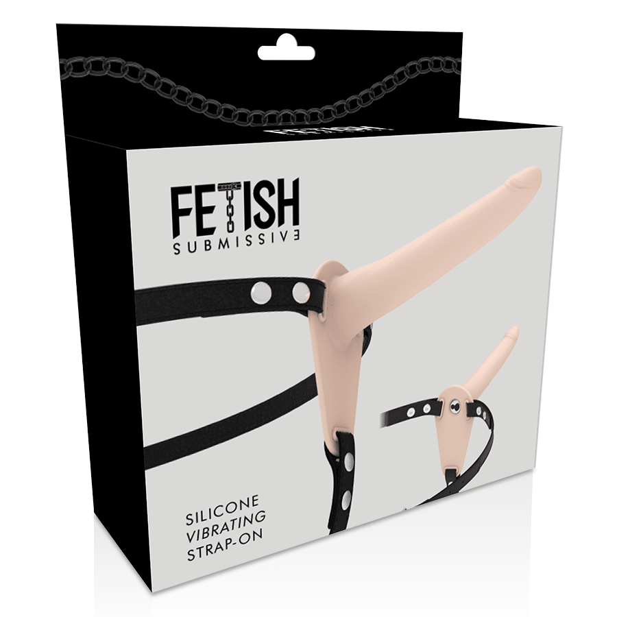 FETISH SUBMISSIVE HARNESS - FLESH SILICONE VIBRATOR 15 CM - Kink&Play