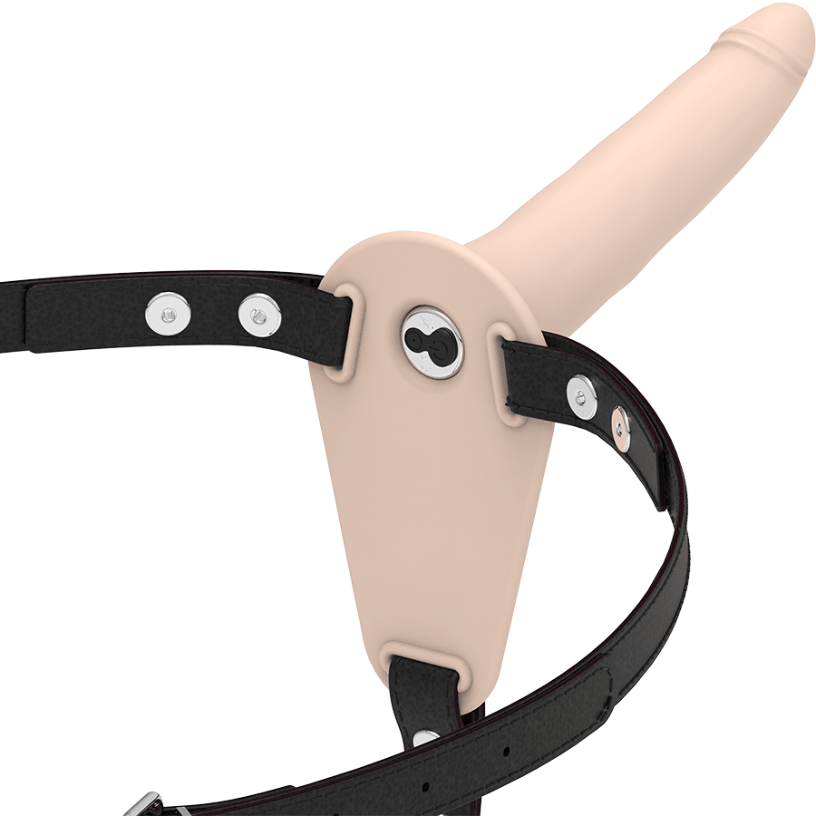FETISH SUBMISSIVE HARNESS - FLESH SILICONE VIBRATOR 15 CM - Kink&Play