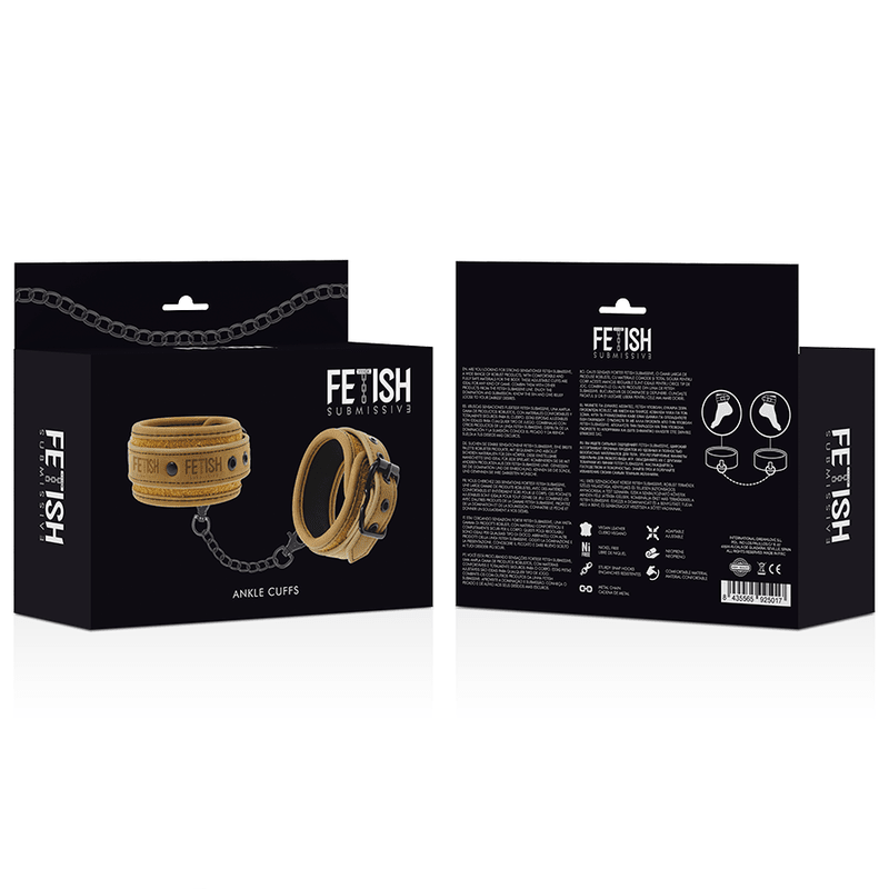 FETISH SUBMISSIVE ORIGEN - VEGAN LEATHER ANKLE CUFFS WITH NEOPRENE LINING - Kink&Play