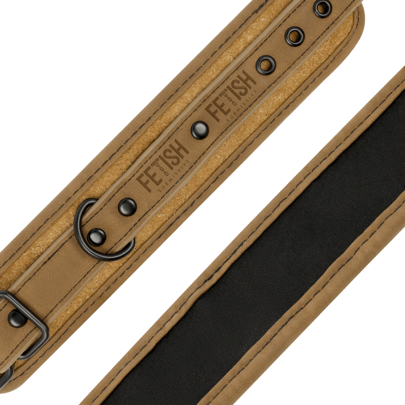FETISH SUBMISSIVE ORIGEN - VEGAN LEATHER ANKLE CUFFS WITH NEOPRENE LINING - Kink&Play