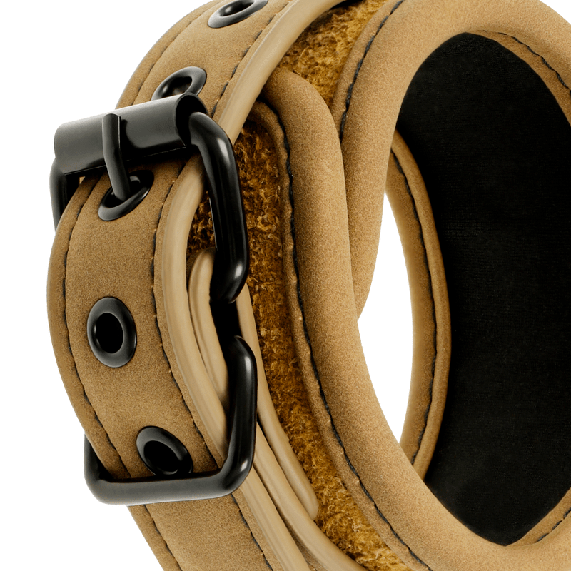 FETISH SUBMISSIVE ORIGEN - VEGAN LEATHER HANDCUFFS WITH NEOPRENE LINING - Kink&Play