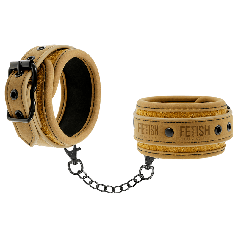FETISH SUBMISSIVE ORIGEN - VEGAN LEATHER HANDCUFFS WITH NEOPRENE LINING - Kink&Play