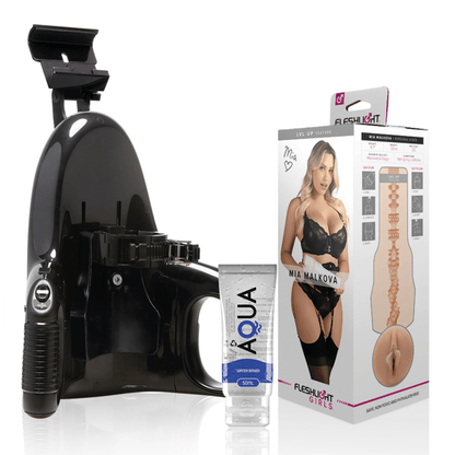 FLESHLIGHT - MIA MALKOVA VAGINA LVL UP + UNIVERSAL LAUNCH + AQUA QUALITY LUBRICANT 50 ML - Kink&Play