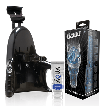 FLESHLIGHT - TURBO THRUST BLUE ICE + UNIVERSAL LAUNCH + AQUA QUALITY LUBRICANT 50 ML - Kink&Play