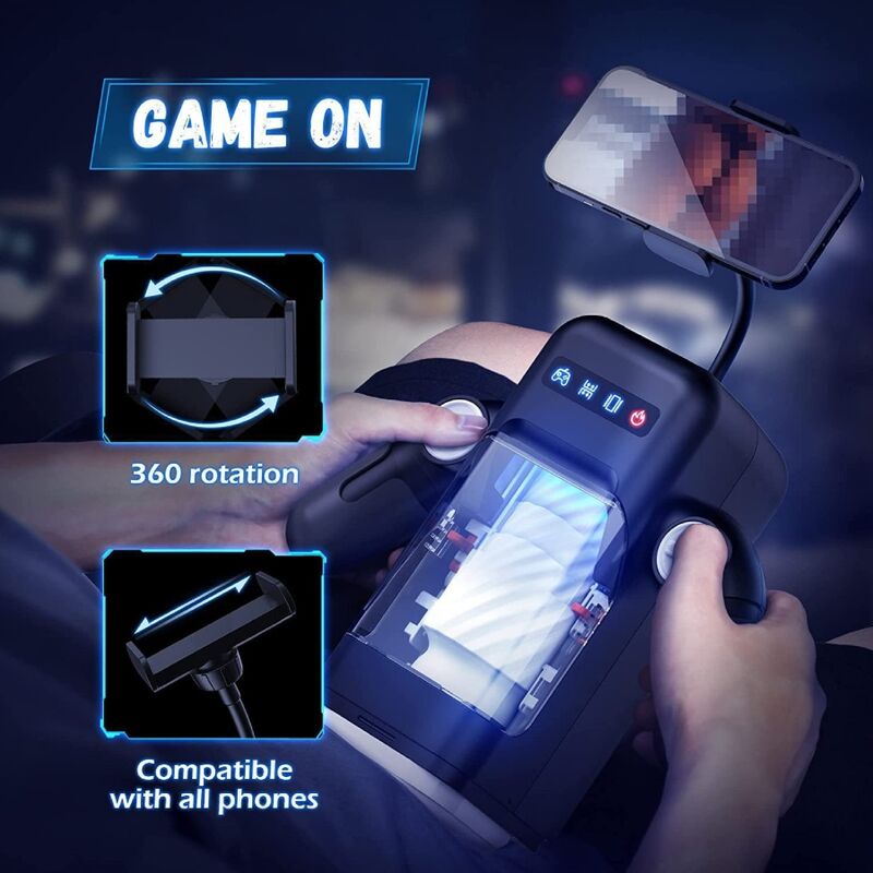 GAME CUP - THRUSTING VIBRATION MASTURBATOR WITH HEATING FUNCTION AND MOBILE SUPPORT - BLACK - Kink&Play