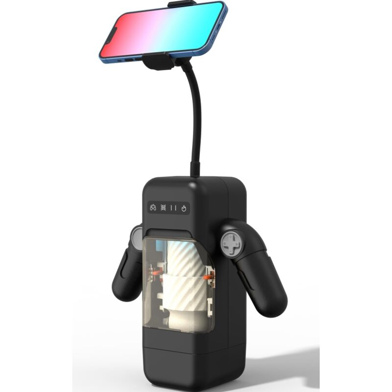 GAME CUP - THRUSTING VIBRATION MASTURBATOR WITH HEATING FUNCTION AND MOBILE SUPPORT - BLACK - Kink&Play