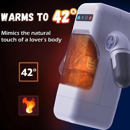 GAME CUP - THRUSTING VIBRATION MASTURBATOR WITH HEATING FUNCTION AND MOBILE SUPPORT - BLACK - Kink&Play