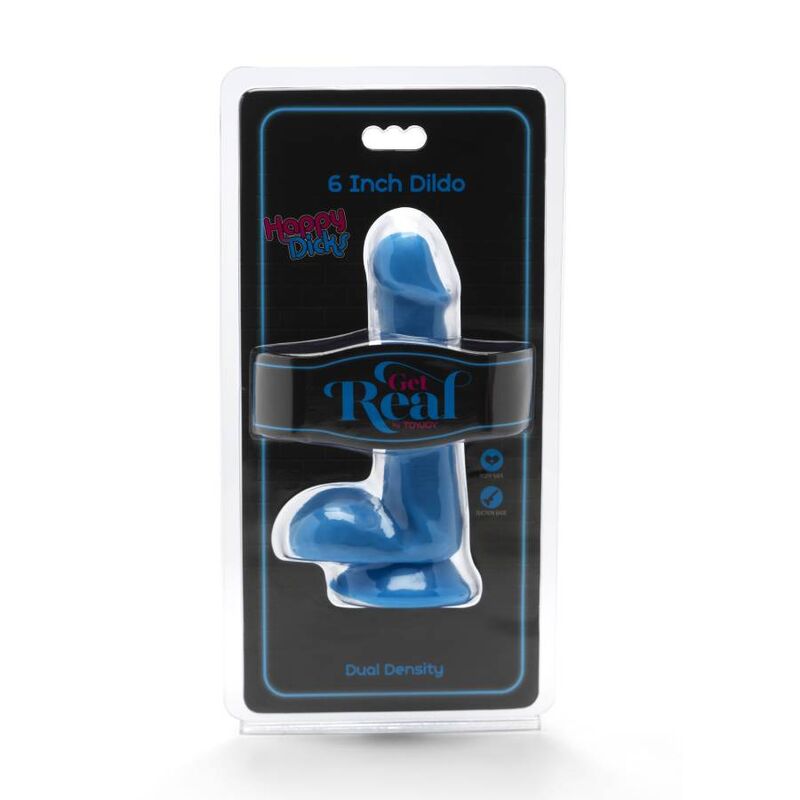 GET REAL - HAPPY DICKS DILDO 12 CM BALLS BLUE - Kink&Play