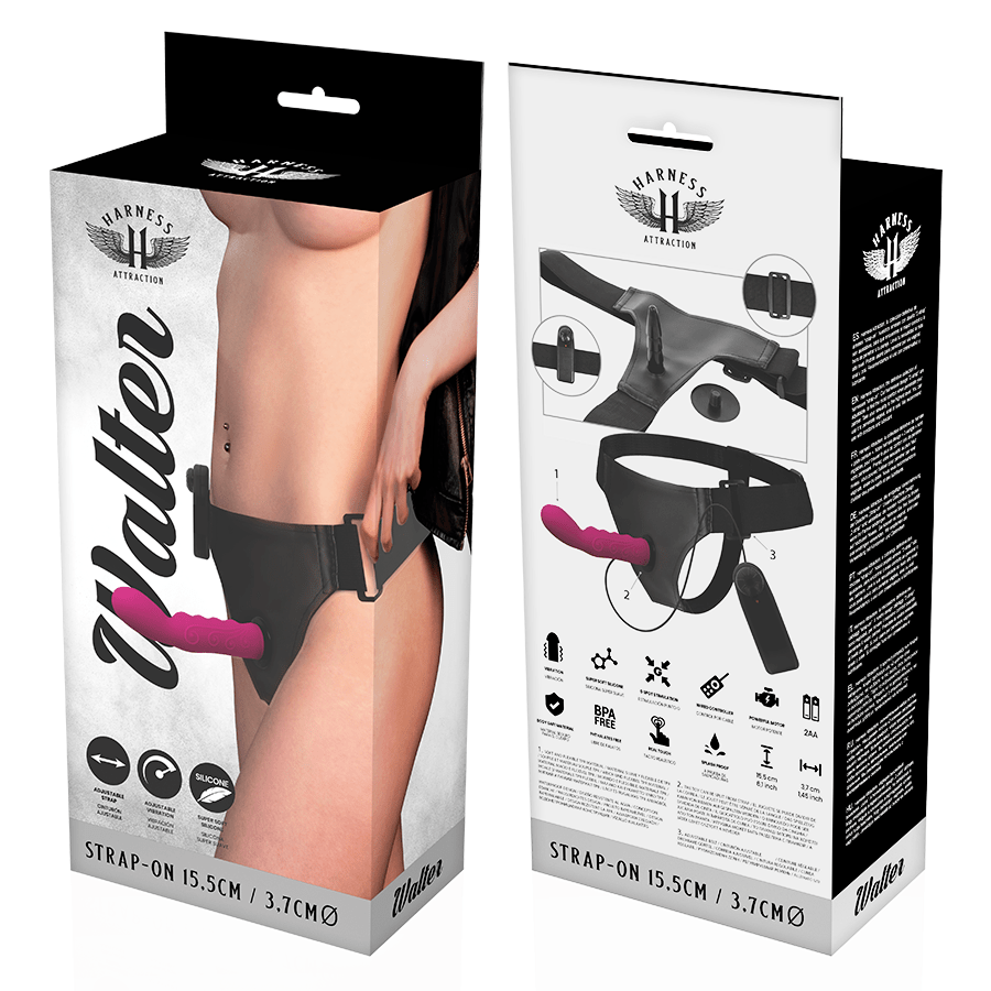 HARNESS ATTRACTION - RNES WALTER WITH VIBRATION 15.5 CM - O - 3.7 CM - Kink&Play