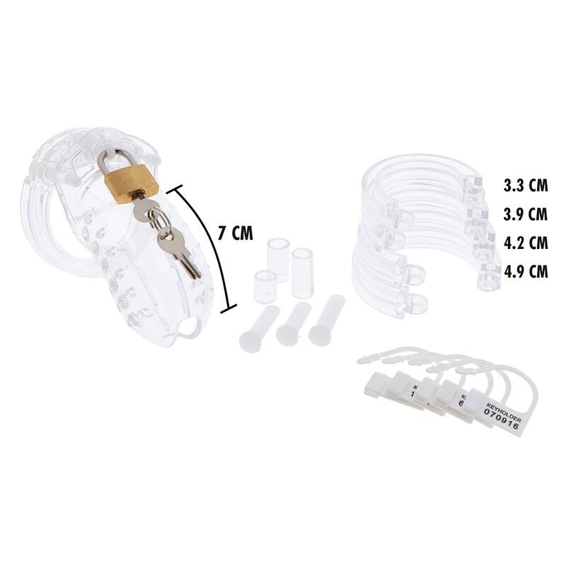 HIDDEN DESIRE - EXTREME CHASTITY COCK CAGE ACRYLIC ADJUSTABLE CLEAR - Kink&Play