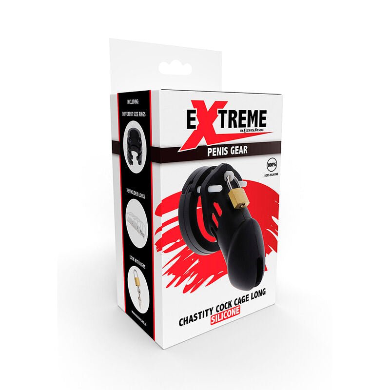 HIDDEN DESIRE - EXTREME CHASTITY COCK CAGE SILICONE SIZE L BLACK - Kink&Play