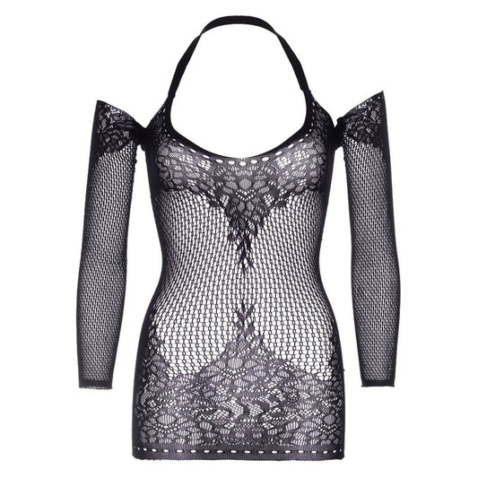 LEG AVENUE - SNÖRD HALTEKNÄR MINIKLÄNNING I SPETS EN STORLEK