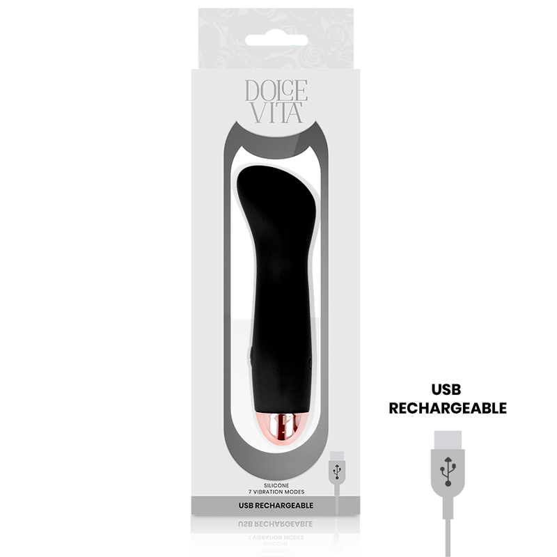 DOLCE VITA - UPPLADDNINGSBAR VIBRATOR EN SVART 7 HASTIGHETER
