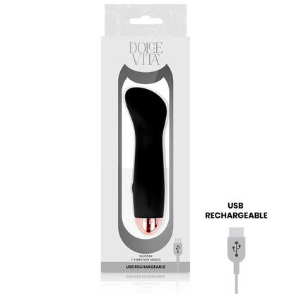 DOLCE VITA - UPPLADDNINGSBAR VIBRATOR EN SVART 7 HASTIGHETER