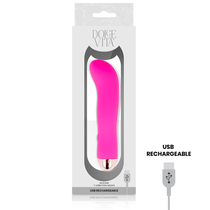 DOLCE VITA - UPPLADDNINGSBAR VIBRATOR TVÅ ROSA 7 HASTIGHETER