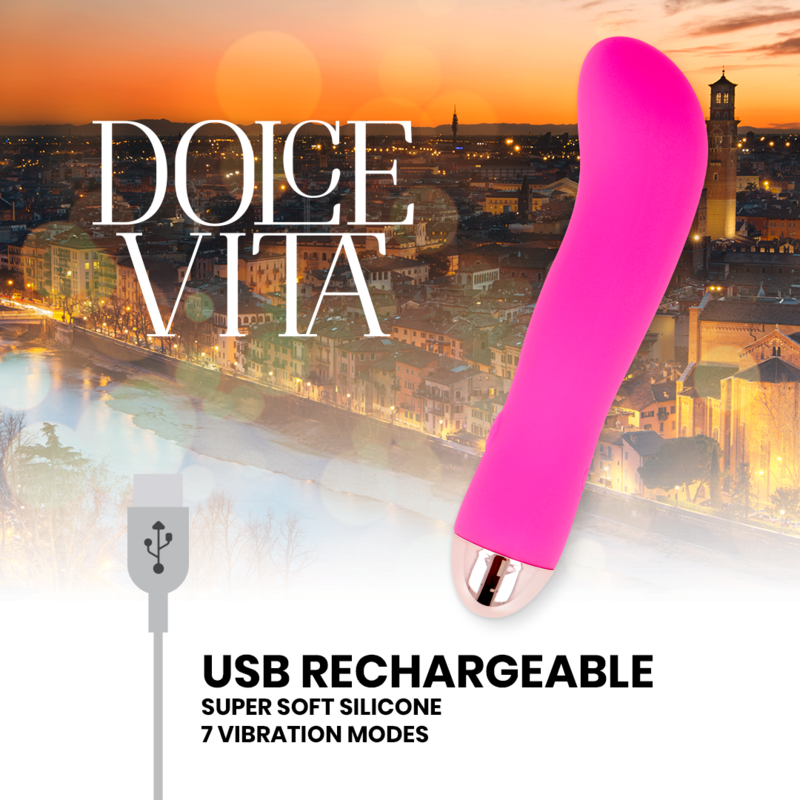 DOLCE VITA - UPPLADDNINGSBAR VIBRATOR TVÅ ROSA 7 HASTIGHETER