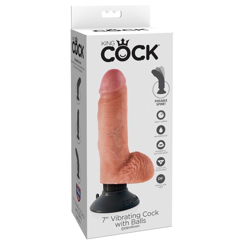KING COCK - 17,78 CM VIBRERANDE PUNGKUK MED PUNGKÖTT