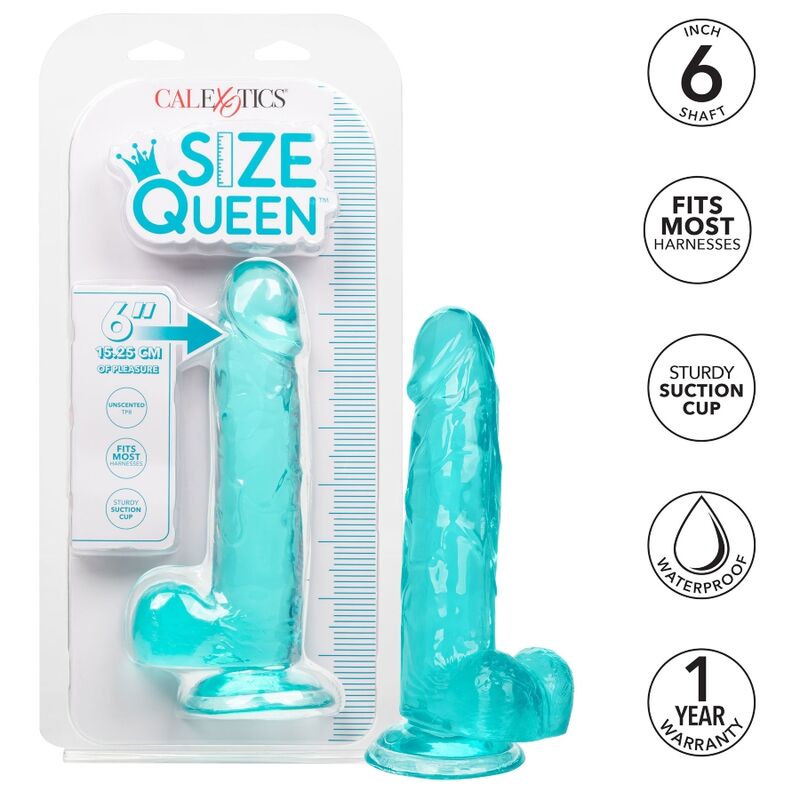 CALEXOTICS - STORLEK QUEEN DILDO BLÅ 15,3 CM