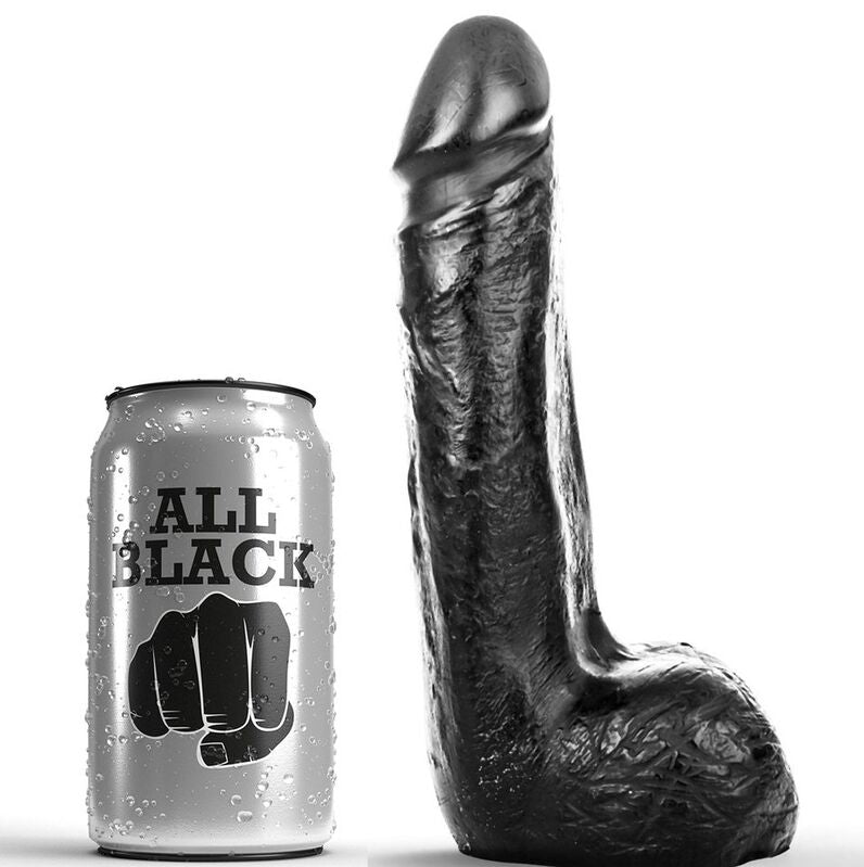 ALL BLACK - SOFT BLACK REALISTIC DILDO 20 CM - Kink&Play