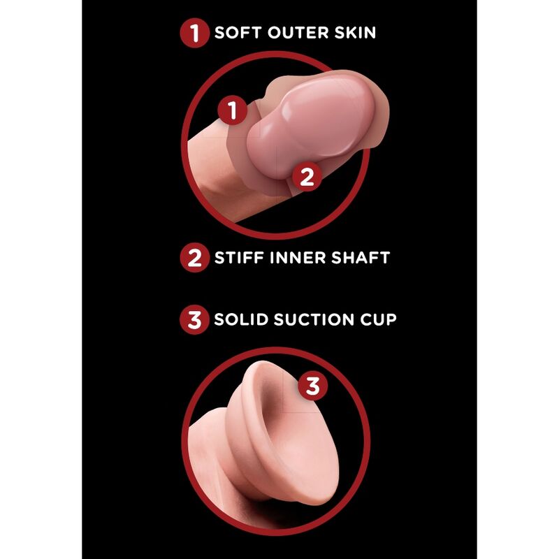 KING COCK - PLUS 3D DILDO MED SVINGANDE KUKKULOR 12,7 CM