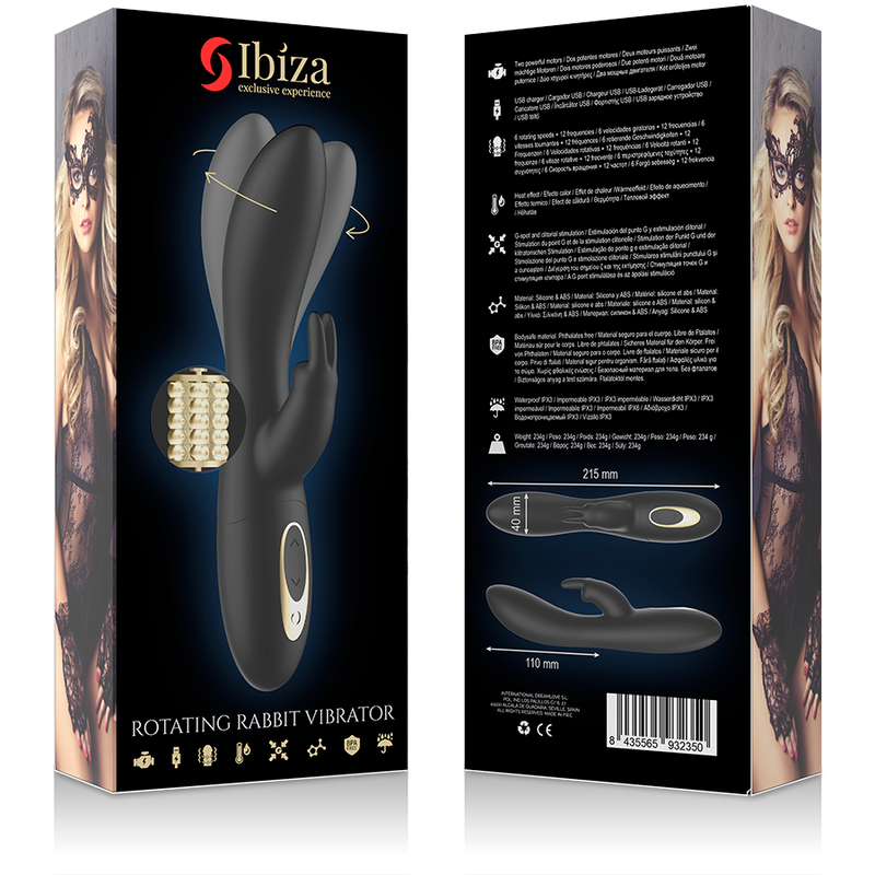 IBIZA - KRAFTFULL PÄRLAD ROTERANDE VIBRATOR MED RABBIT