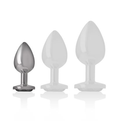INTENSE - ANALPLUGG I ALUMINIUM MED SVART KRISTALL, STORLEK S