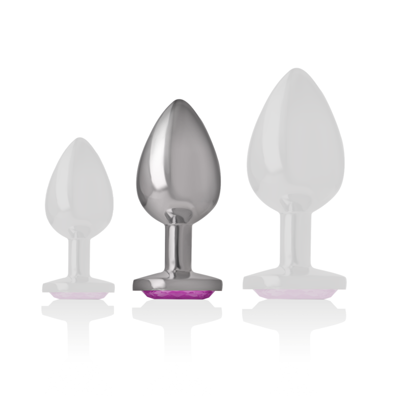 INTENSE - ANALPLUGG I ALUMINIUM MED ROSA KRISTALL STORLEK M