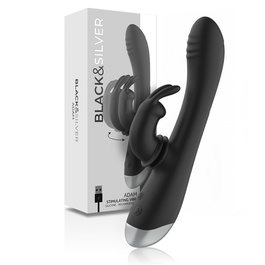 BLACK&SILVER - DJ. ADAM UPPLADDNINGSBAR VIBRATOR I SILIKON – SVART