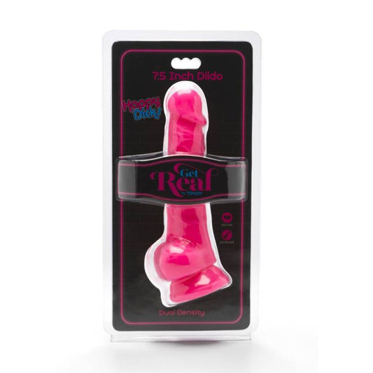 GET REAL - HAPPY DICKS 19 CM MED ROSA PUNGAR