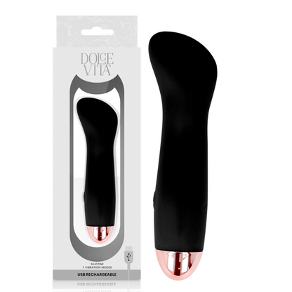 DOLCE VITA - UPPLADDNINGSBAR VIBRATOR EN SVART 7 HASTIGHETER