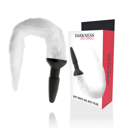MÖRKR - SILIKON ANALPLUGG MED VIT SVANS