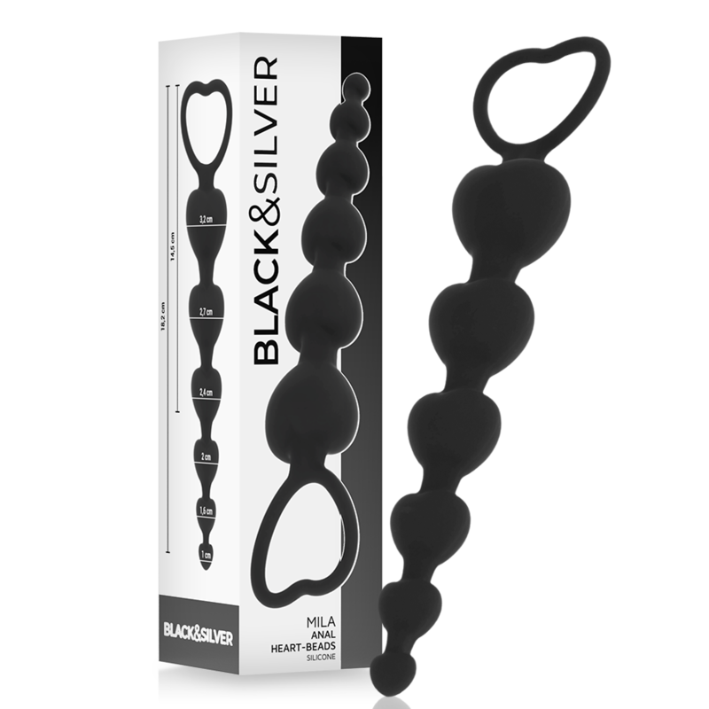 BLACK&SILVER - MILA ANALKEDJA AV HJÄRTAN 18 CM