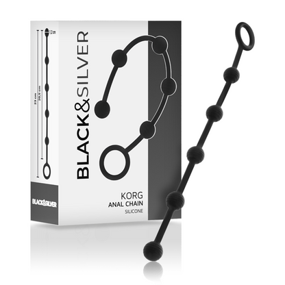 SVART & SILVER - KORG ANAL ROSARIE SILIKON INITIATION 21 CM