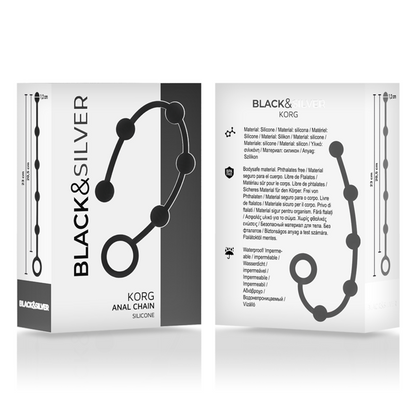 SVART & SILVER - KORG ANAL ROSARIE SILIKON INITIATION 21 CM