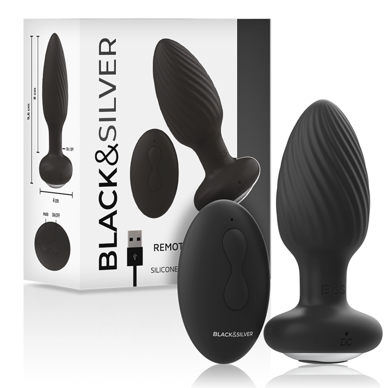BLACK&SILVER - WELLS PLUG ANALPROPP SILIKON MED ROTERANDE FUNKTION OCH FJÄRRKONTROLL