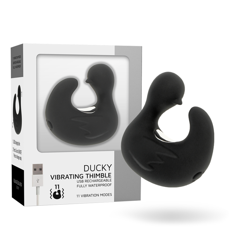 BLACK&SILVER - DUCKYMANIA UPPLADDNINGSBAR SILIKON STIMULERANDE ANK-FINGERTUTA