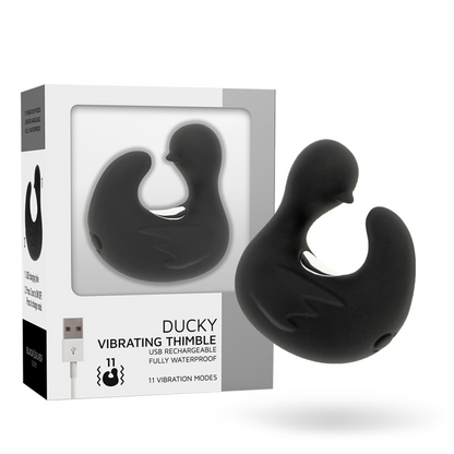BLACK&SILVER - DUCKYMANIA UPPLADDNINGSBAR SILIKON STIMULERANDE ANK-FINGERTUTA