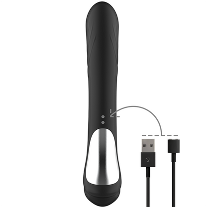SVART & SILVER - UPPLADDNINGSBAR VIBRATOR I SILIKON, JAMIE RABBIT, SVART